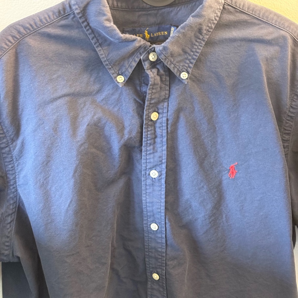 Polo by Ralph Lauren Navy Button-Down with Red Pony Embroidery